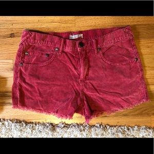 Red Corduroy Free People Shorts